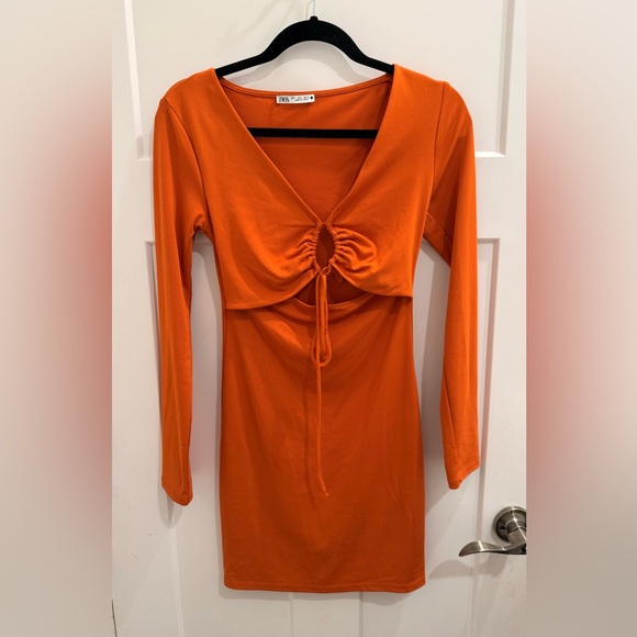 Zara Dresses & Skirts - Zara Vibrant Orange Long Sleeve Dress